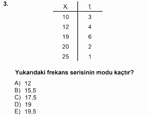 İstatistik 1 2013 - 2014 Dönem Sonu Sınavı 3.Soru