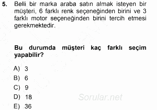 İstatistik 1 2013 - 2014 Dönem Sonu Sınavı 5.Soru