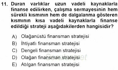 Girişim Finansmanı 2015 - 2016 Ara Sınavı 11.Soru