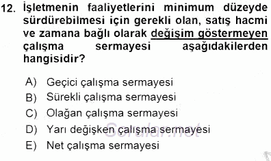 Girişim Finansmanı 2015 - 2016 Ara Sınavı 12.Soru