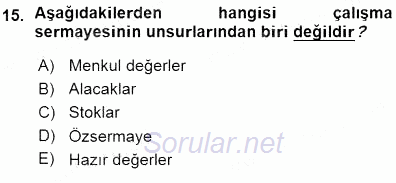 Girişim Finansmanı 2015 - 2016 Ara Sınavı 15.Soru