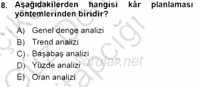 Girişim Finansmanı 2015 - 2016 Ara Sınavı 8.Soru