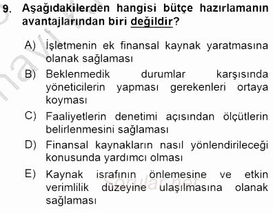 Girişim Finansmanı 2015 - 2016 Ara Sınavı 9.Soru