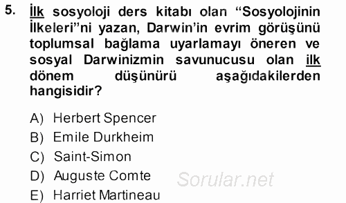 Davranış Bilimlerine Giriş 2013 - 2014 Ara Sınavı 5.Soru