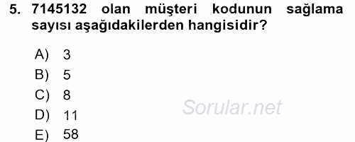 Muhasebede Bilgi Yönetimi 2016 - 2017 Dönem Sonu Sınavı 5.Soru