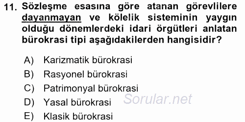 Kamu Yönetimi 2017 - 2018 Ara Sınavı 11.Soru