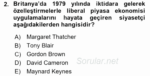 Karşılaştırmalı Siyasal Sistemler 2017 - 2018 Ara Sınavı 2.Soru