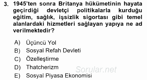 Karşılaştırmalı Siyasal Sistemler 2017 - 2018 Ara Sınavı 3.Soru