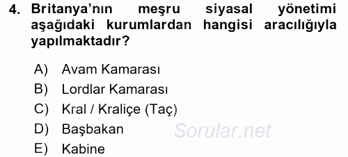 Karşılaştırmalı Siyasal Sistemler 2017 - 2018 Ara Sınavı 4.Soru