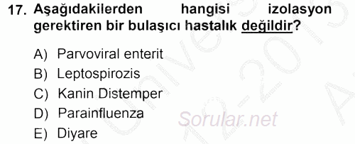 Temel Klinik Bilgisi 2012 - 2013 Ara Sınavı 17.Soru