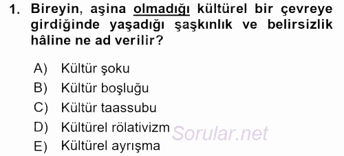 Davranış Bilimleri 1 2017 - 2018 Dönem Sonu Sınavı 1.Soru