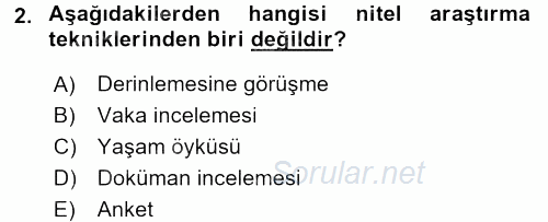 Davranış Bilimleri 1 2017 - 2018 Dönem Sonu Sınavı 2.Soru