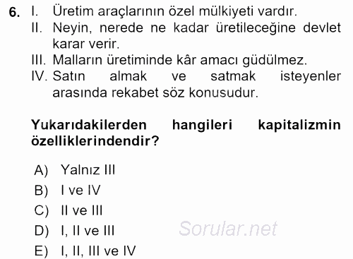 Davranış Bilimleri 1 2017 - 2018 Dönem Sonu Sınavı 6.Soru