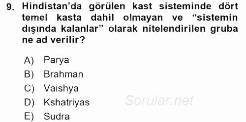 Davranış Bilimleri 1 2017 - 2018 Dönem Sonu Sınavı 9.Soru