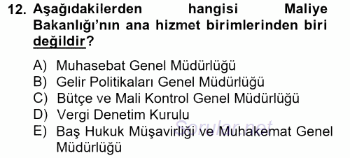 Dış Ticaretle İlgili Kurumlar ve Kuruluşlar 2014 - 2015 Ara Sınavı 12.Soru