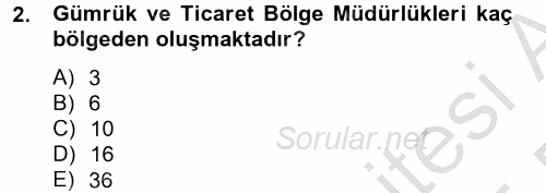 Dış Ticaretle İlgili Kurumlar ve Kuruluşlar 2014 - 2015 Ara Sınavı 2.Soru