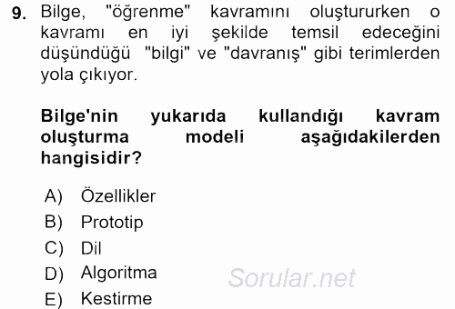 Davranış Bilimleri 2 2017 - 2018 3 Ders Sınavı 9.Soru