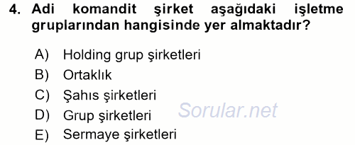 Şirketler Muhasebesi 2017 - 2018 Ara Sınavı 4.Soru