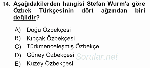 Çağdaş Türk Yazı Dilleri 1 2015 - 2016 Dönem Sonu Sınavı 14.Soru