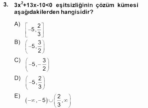 Genel Matematik 2014 - 2015 Tek Ders Sınavı 3.Soru