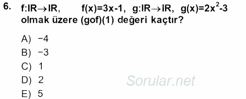 Genel Matematik 2014 - 2015 Tek Ders Sınavı 6.Soru