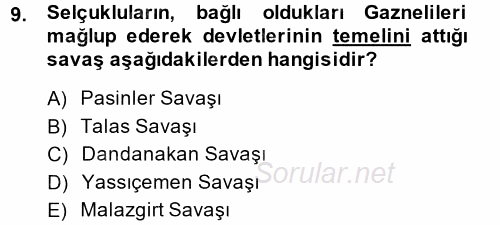 Türk İdare Tarihi 2014 - 2015 Ara Sınavı 9.Soru