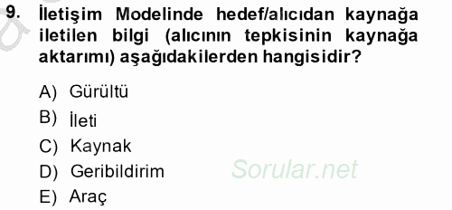 Müşteri İlişkileri Yönetimi 2014 - 2015 Ara Sınavı 9.Soru