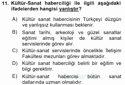 Haber Türleri 2017 - 2018 3 Ders Sınavı 11.Soru