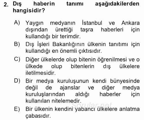 Haber Türleri 2017 - 2018 3 Ders Sınavı 2.Soru