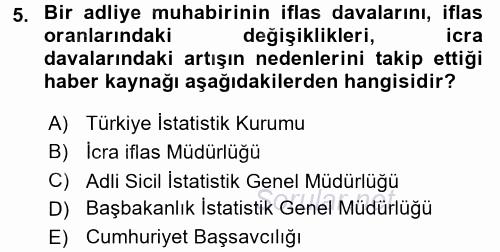 Haber Türleri 2017 - 2018 3 Ders Sınavı 5.Soru