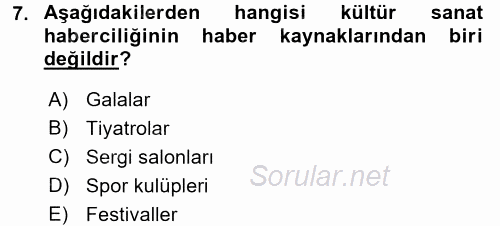 Haber Türleri 2017 - 2018 3 Ders Sınavı 7.Soru