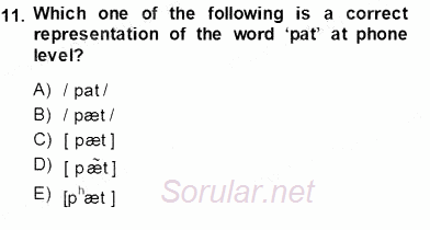 Dilbilim 1 2013 - 2014 Ara Sınavı 11.Soru