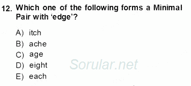 Dilbilim 1 2013 - 2014 Ara Sınavı 12.Soru