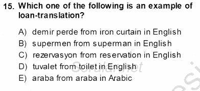 Dilbilim 1 2013 - 2014 Ara Sınavı 15.Soru