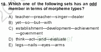 Dilbilim 1 2013 - 2014 Ara Sınavı 18.Soru