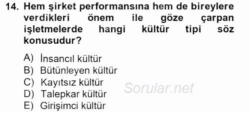 İş Etiği 2013 - 2014 Tek Ders Sınavı 14.Soru