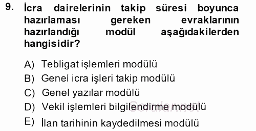 Ulusal Yargı Ağı Projesi 2 2014 - 2015 Dönem Sonu Sınavı 9.Soru