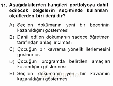Çocukları Tanıma Teknikleri 2014 - 2015 Dönem Sonu Sınavı 11.Soru