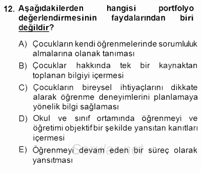 Çocukları Tanıma Teknikleri 2014 - 2015 Dönem Sonu Sınavı 12.Soru