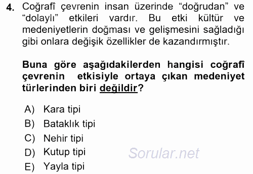 İslam Kurumları ve Medeniyeti 2017 - 2018 Ara Sınavı 4.Soru