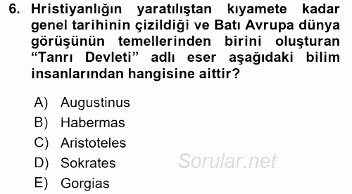 İslam Kurumları ve Medeniyeti 2017 - 2018 Ara Sınavı 6.Soru