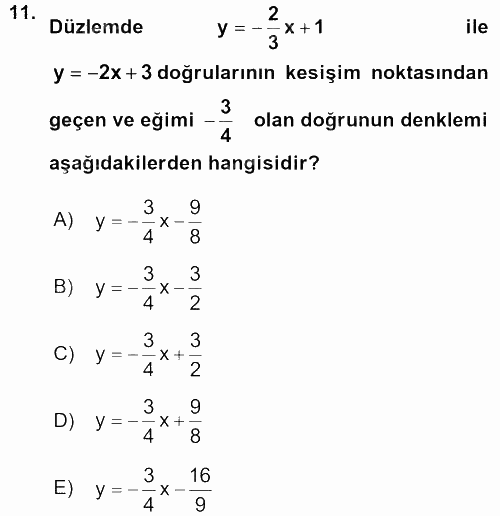 Genel Matematik 2015 - 2016 Ara Sınavı 11.Soru