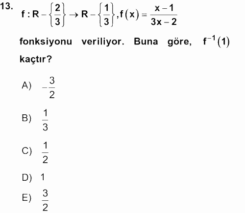 Genel Matematik 2015 - 2016 Ara Sınavı 13.Soru