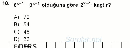 Genel Matematik 2015 - 2016 Ara Sınavı 18.Soru