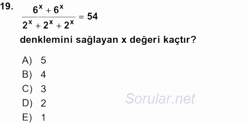 Genel Matematik 2015 - 2016 Ara Sınavı 19.Soru