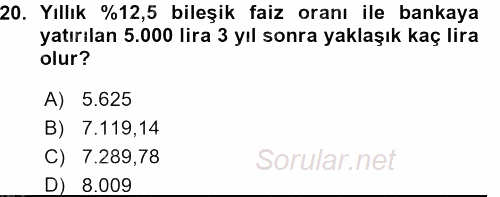 Genel Matematik 2015 - 2016 Ara Sınavı 20.Soru