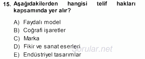 Yenilik Yönetimi 2013 - 2014 Dönem Sonu Sınavı 15.Soru