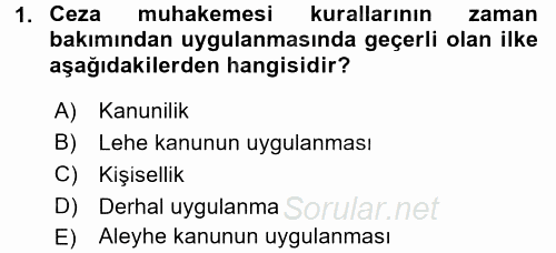 Ceza Muhakemesi Hukuku 2016 - 2017 3 Ders Sınavı 1.Soru