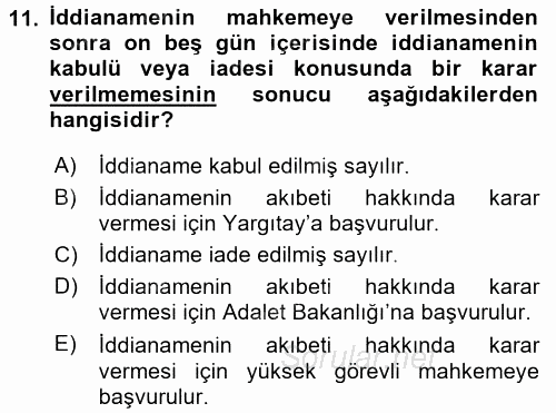 Ceza Muhakemesi Hukuku 2016 - 2017 3 Ders Sınavı 11.Soru