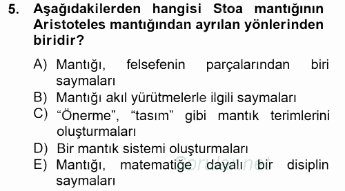 Mantığın Gelişimi 2014 - 2015 Tek Ders Sınavı 5.Soru